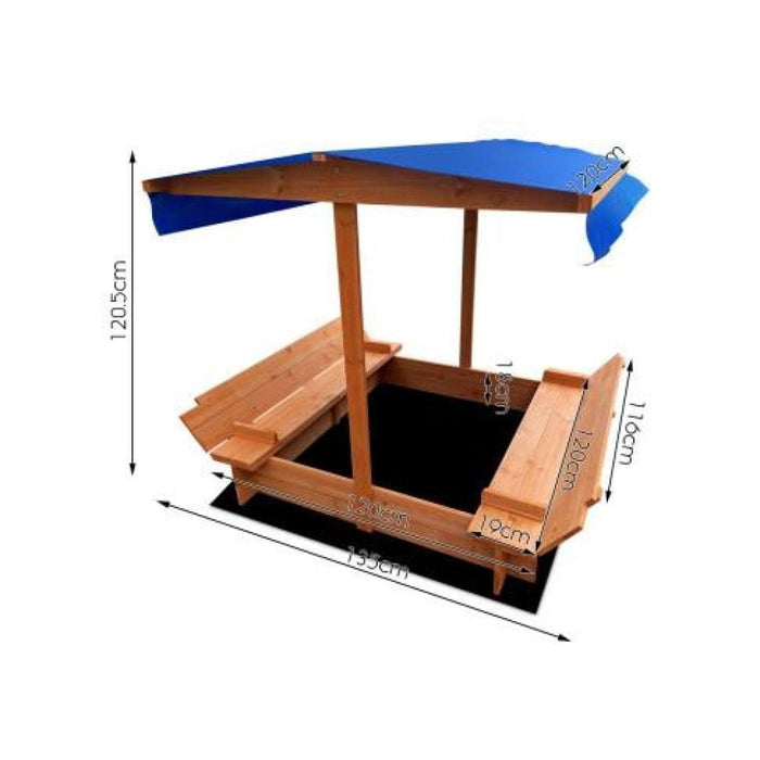 Keezi Wooden Outdoor Sand Box Set Pit- Natural Wood