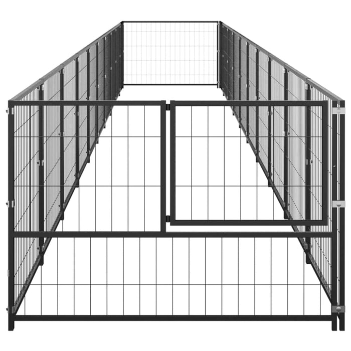 Dog Kennel Black 10 M² Steel Tbnxobb