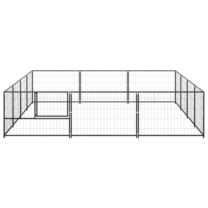 Dog Kennel Black 12 M² Steel Tbnxoxn