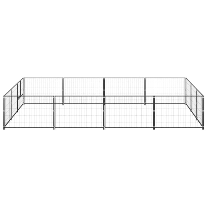 Dog Kennel Black 12 M² Steel Tbnxoxn