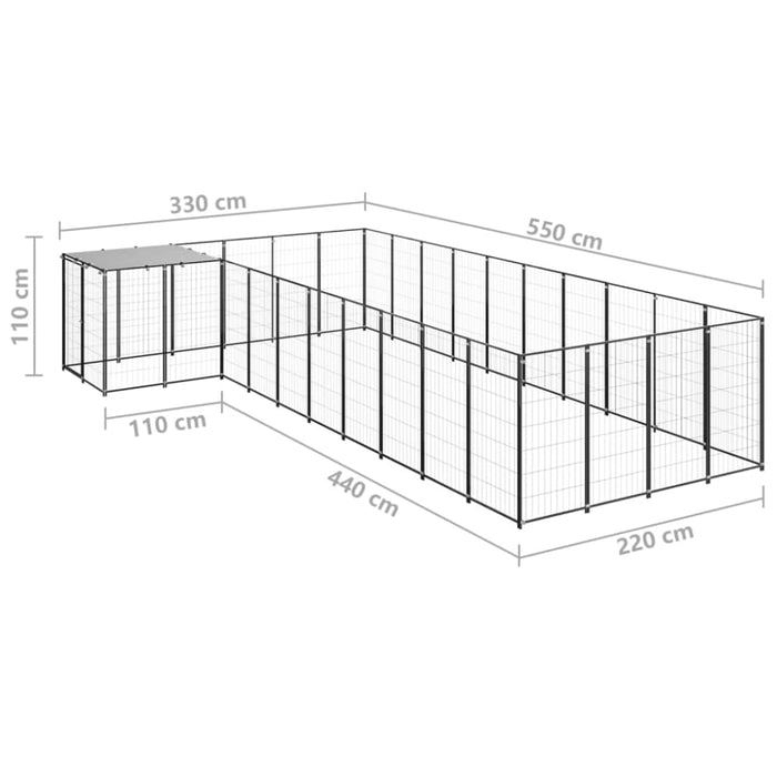 Dog Kennel Black 13.31 M² Steel Tbnxxtn