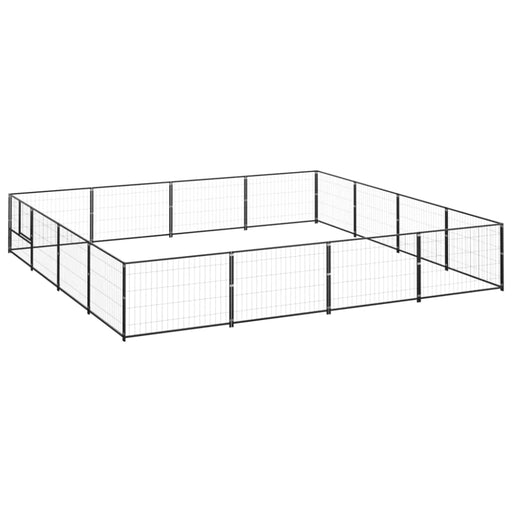 Dog Kennel Black 16 M² Steel Tbnxoat