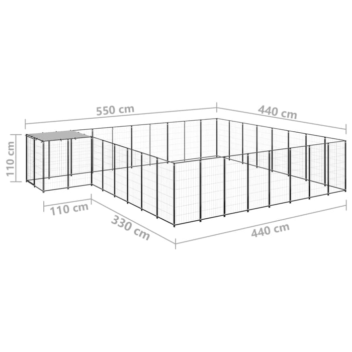 Dog Kennel Black 20.57 M² Steel Tbnxxxn