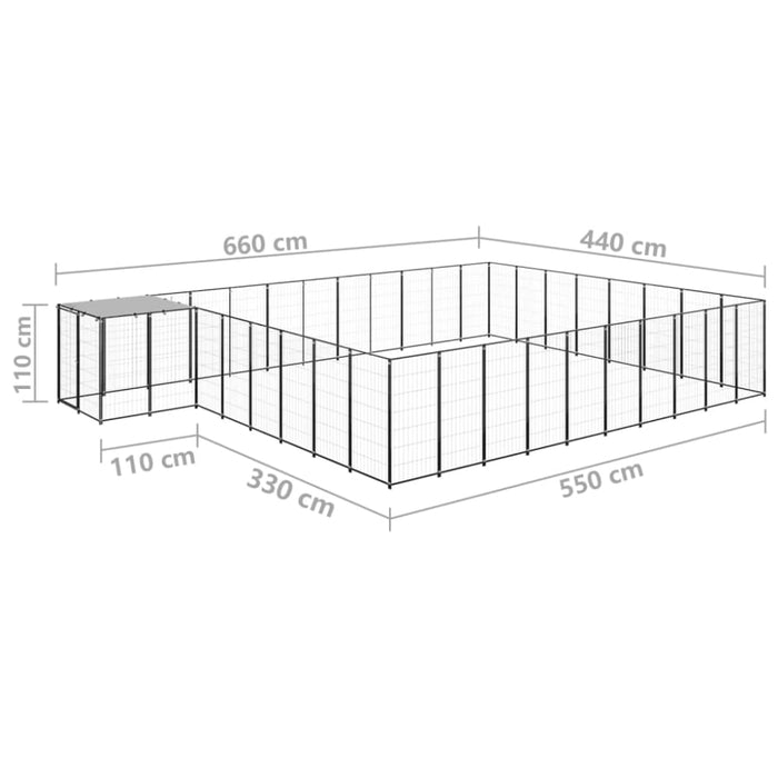 Dog Kennel Black 25.41 M² Steel Tbnxxxk