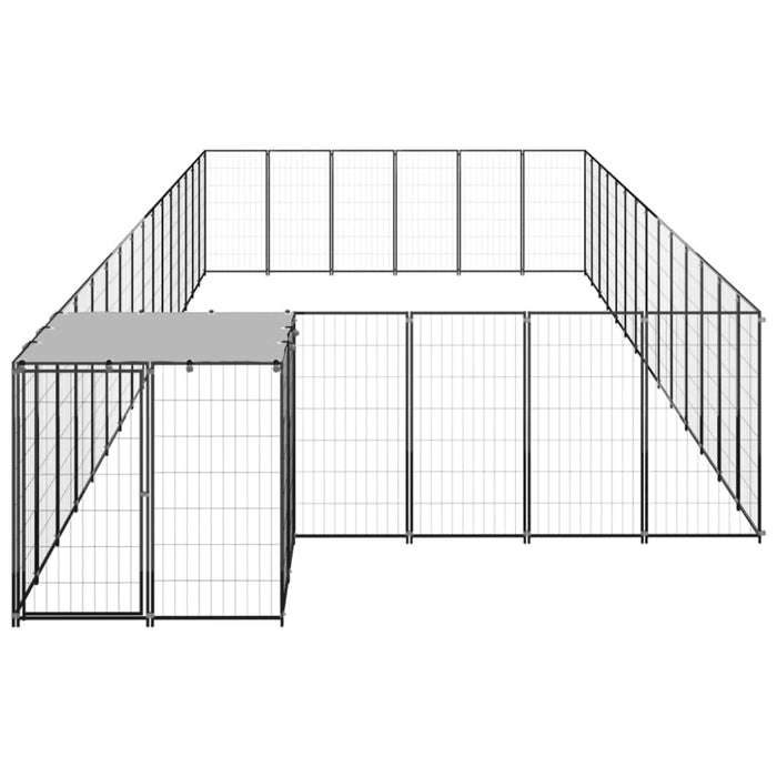 Dog Kennel Black 26.62 M² Steel Tbnxxoi