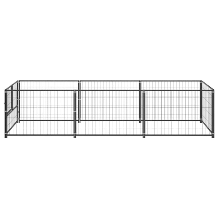 Dog Kennel Black 3 M² Steel Tbnxbkt