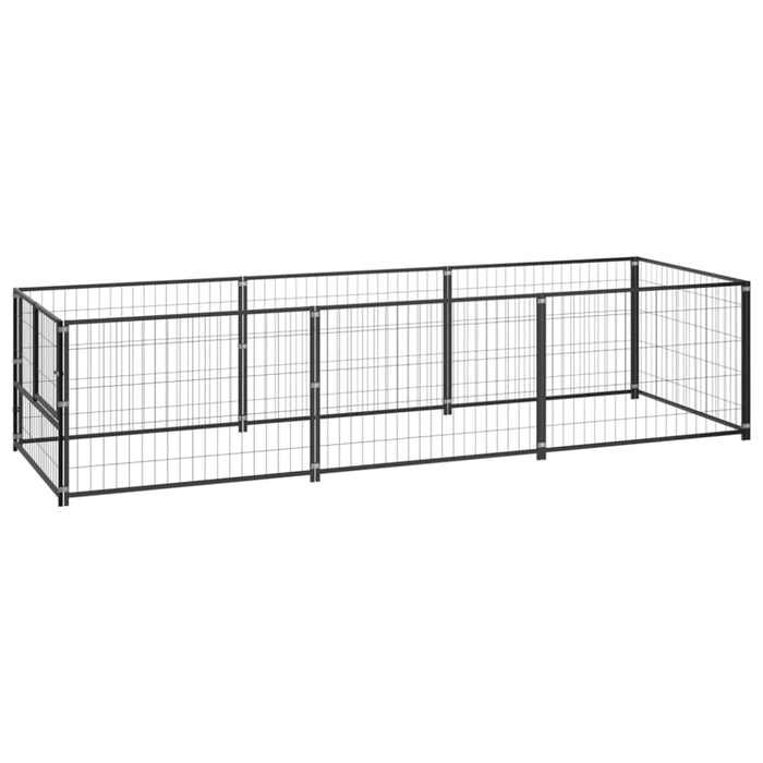 Dog Kennel Black 3 M² Steel Tbnxbkt