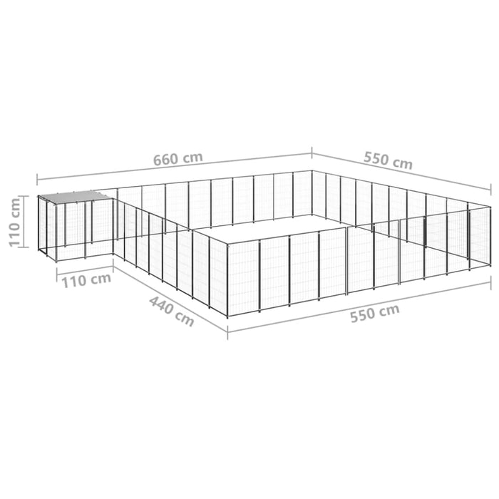 Dog Kennel Black 31.46 M² Steel Tbnxxao