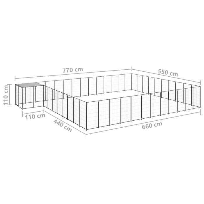 Dog Kennel Black 37.51 M² Steel Tbnxxax