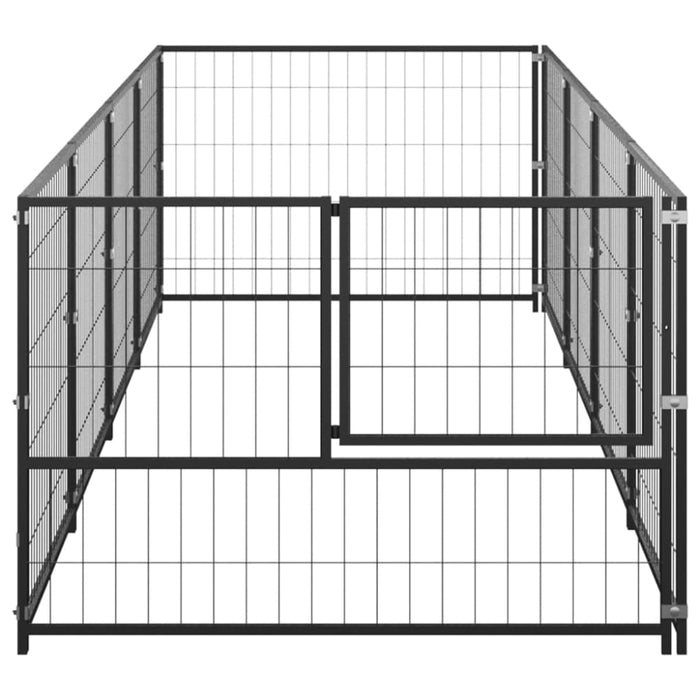 Dog Kennel Black 4 M² Steel Tbnxbka