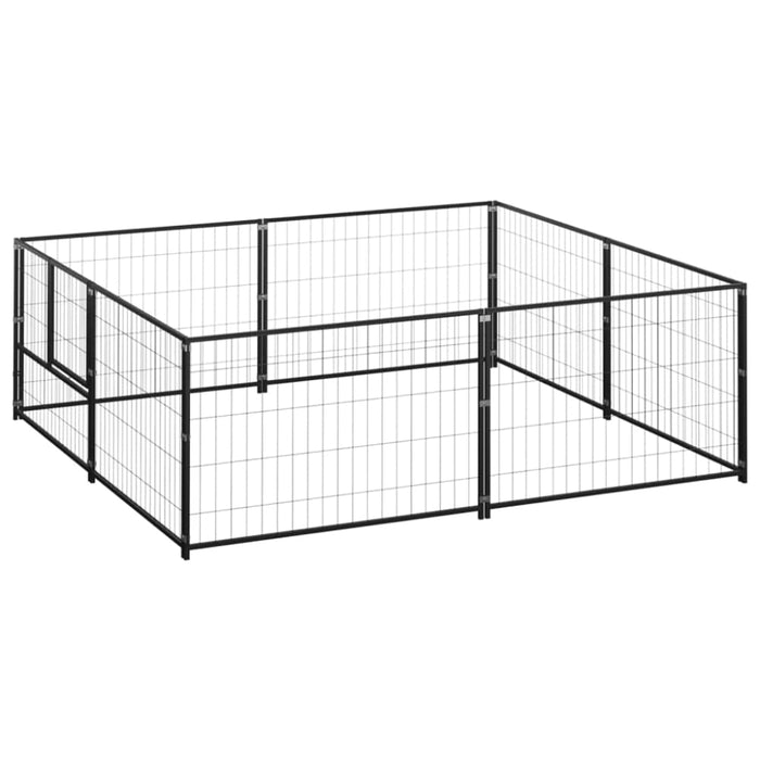 Dog Kennel Black 4 M² Steel Tbnxobk