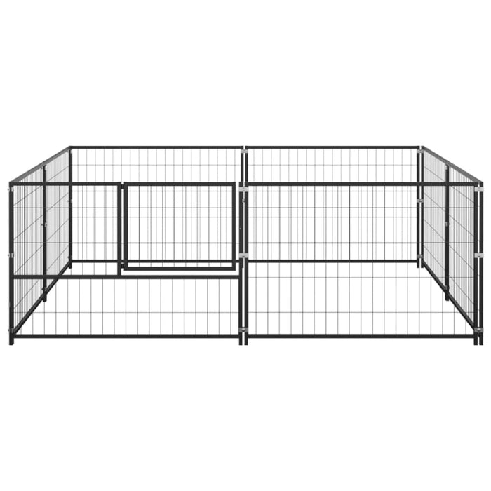 Dog Kennel Black 4 M² Steel Tbnxobk