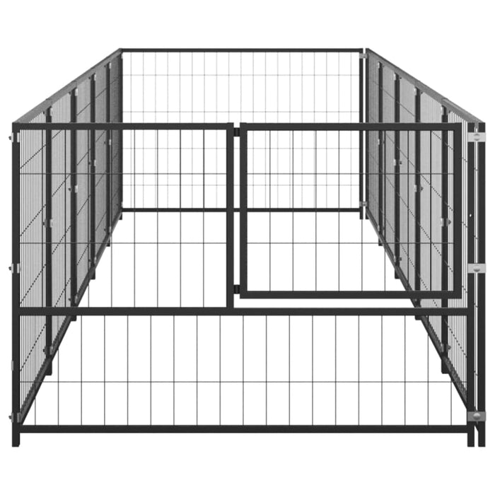 Dog Kennel Black 5 M² Steel Tbnxbkp