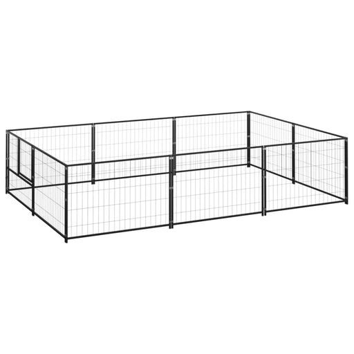 Dog Kennel Black 6 M² Steel Tbnxoob