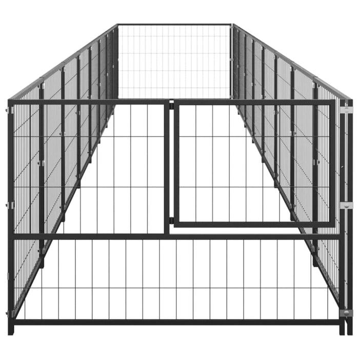 Dog Kennel Black 8 M² Steel Tbnxbkn