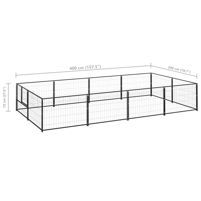 Dog Kennel Black 8 M² Steel Tbnxooo