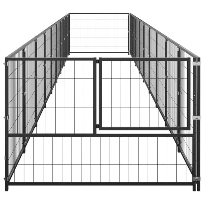 Dog Kennel Black 9 M² Steel Tbnxbkk