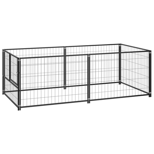 Dog Kennel Black Steel Opbikb