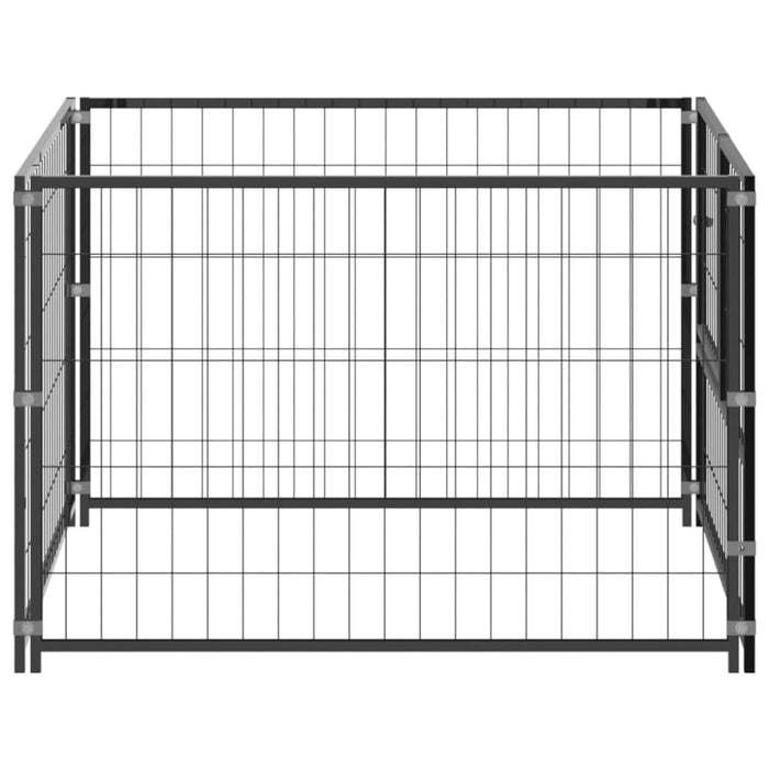 Dog Kennel Black Steel Opbink