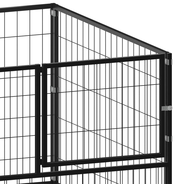 Dog Kennel Black Steel Opbink