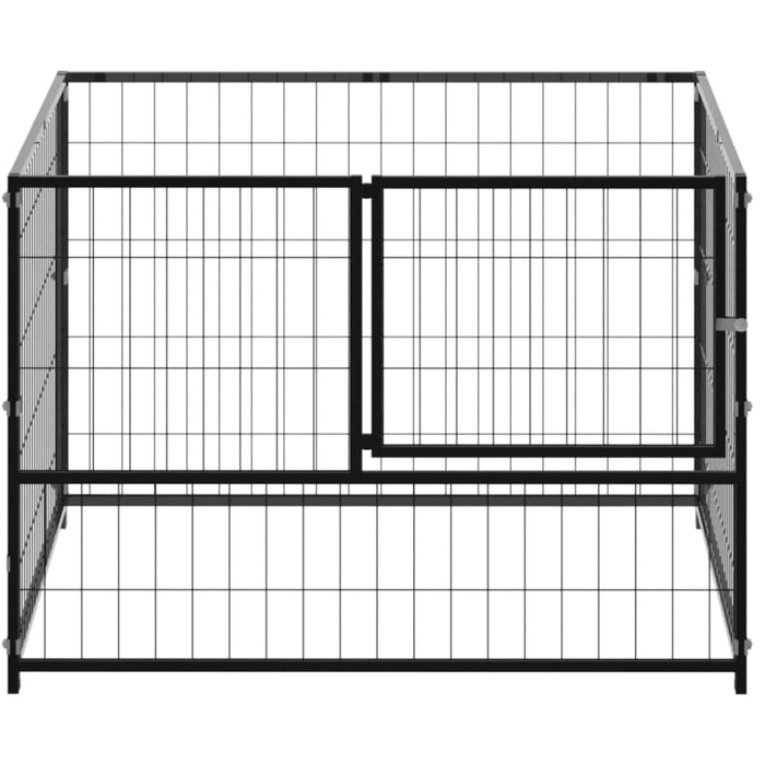 Dog Kennel Black Steel Opbink