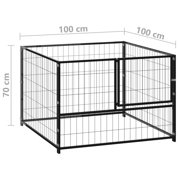 Dog Kennel Black Steel Opbink