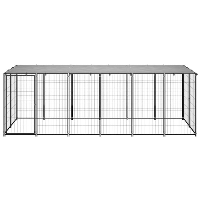 Dog Kennel Black Steel Opbinx