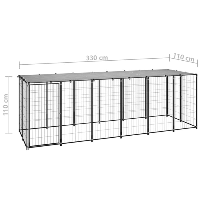 Dog Kennel Black Steel Opbinx