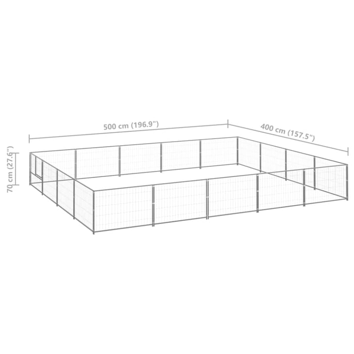 Dog Kennel Silver 20 M² Steel Tbnxopo