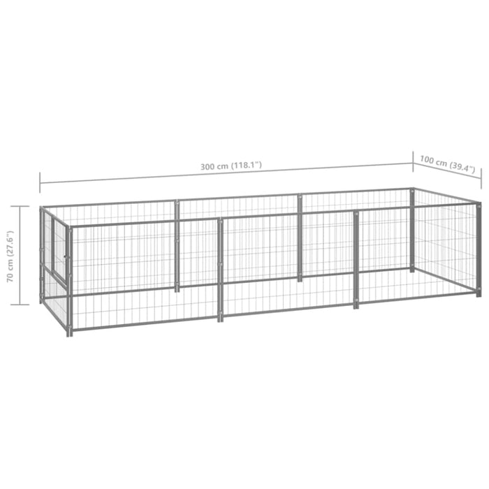 Dog Kennel Silver 3 M² Steel Tbnxobo