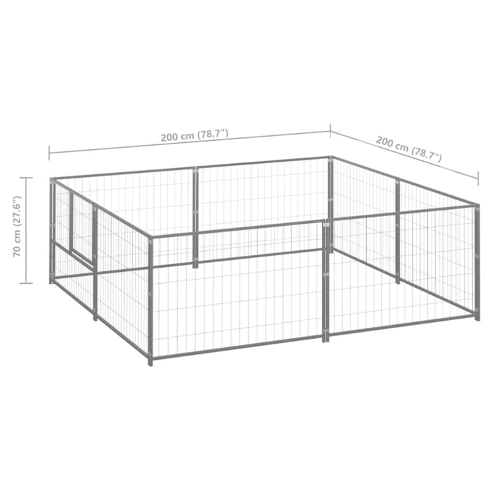 Dog Kennel Silver 4 M² Steel Tbnxoon