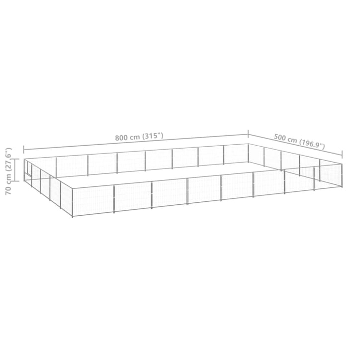 Dog Kennel Silver 40 M² Steel Tbnxoll