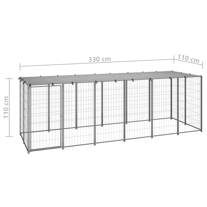 Dog Kennel Silver Steel Opbinl