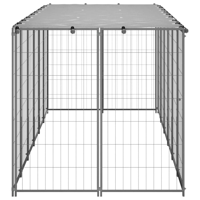 Dog Kennel Silver Steel Opbinl