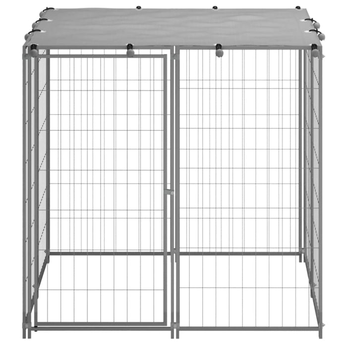 Dog Kennel Silver Steel Opbinp