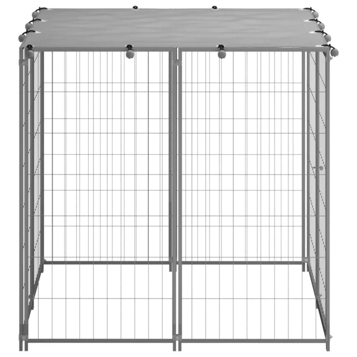 Dog Kennel Silver Steel Opbinp