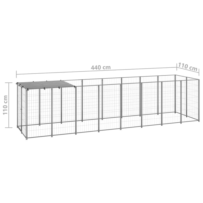 Dog Kennel Silver Steel Tbnxxbt