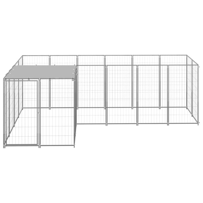 Dog Kennel Silver Steel Tbnxxon