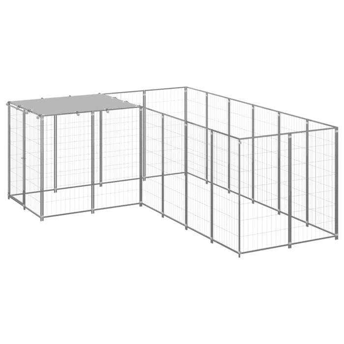 Dog Kennel Silver Steel Tbnxxon