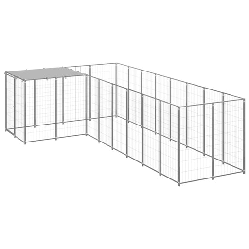 Dog Kennel Silver Steel Tbnxxto