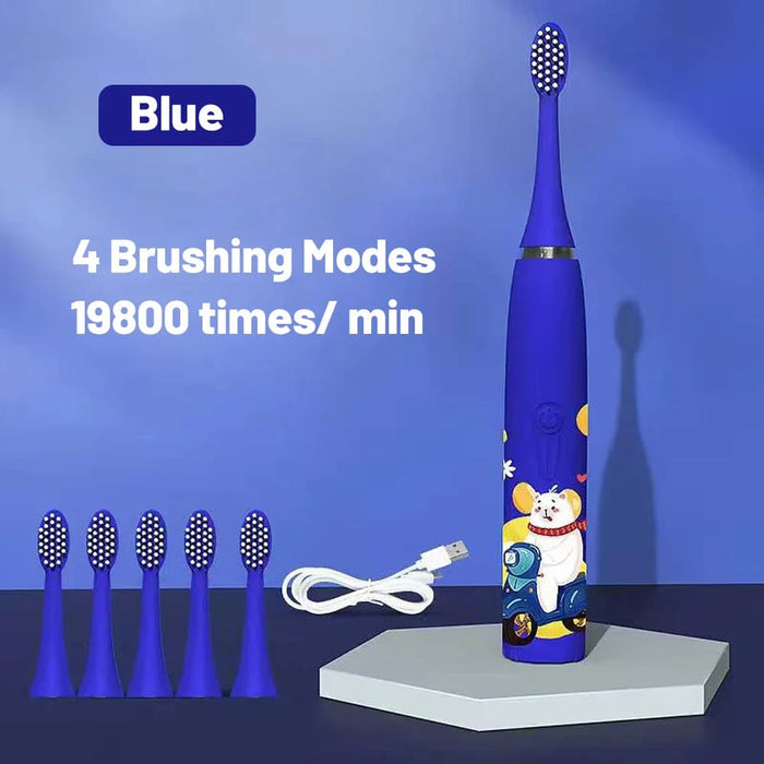 Kids Cartoon Electric Toothbrush with Replaceable Head