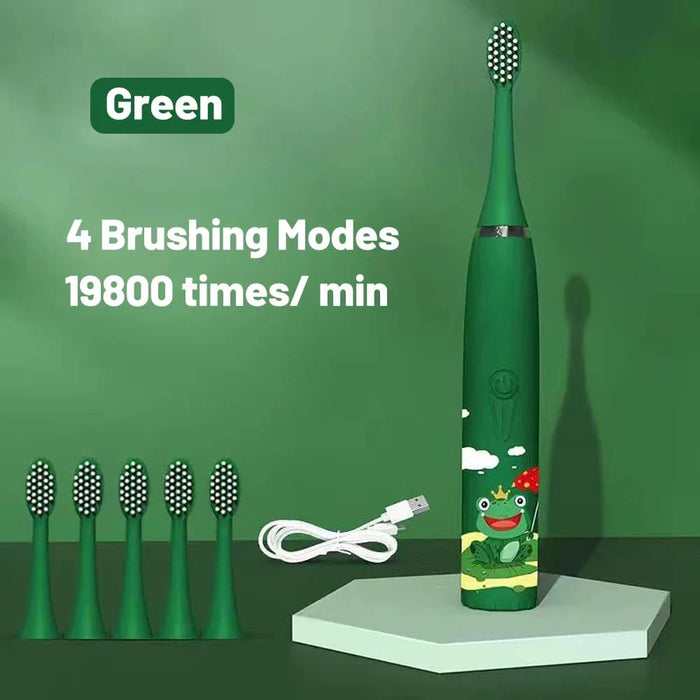 Kids Cartoon Electric Toothbrush with Replaceable Head