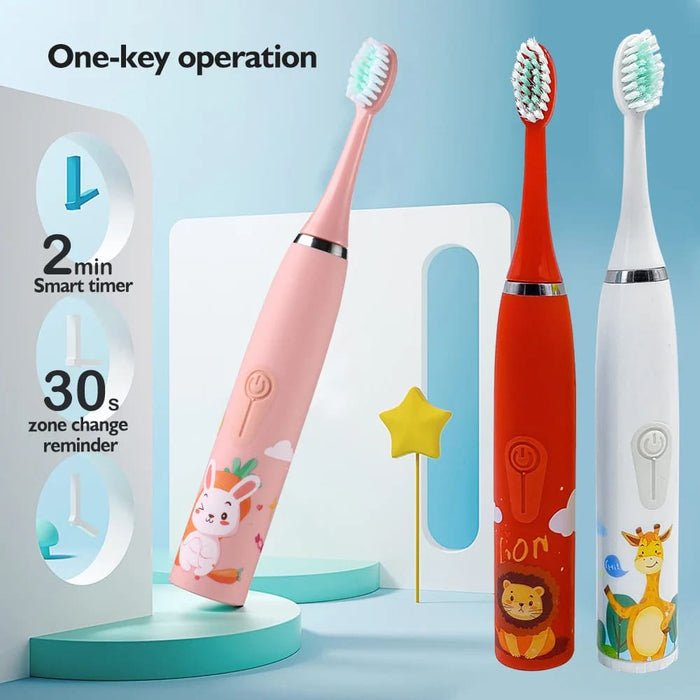 Kids Cartoon Electric Toothbrush with Replaceable Head