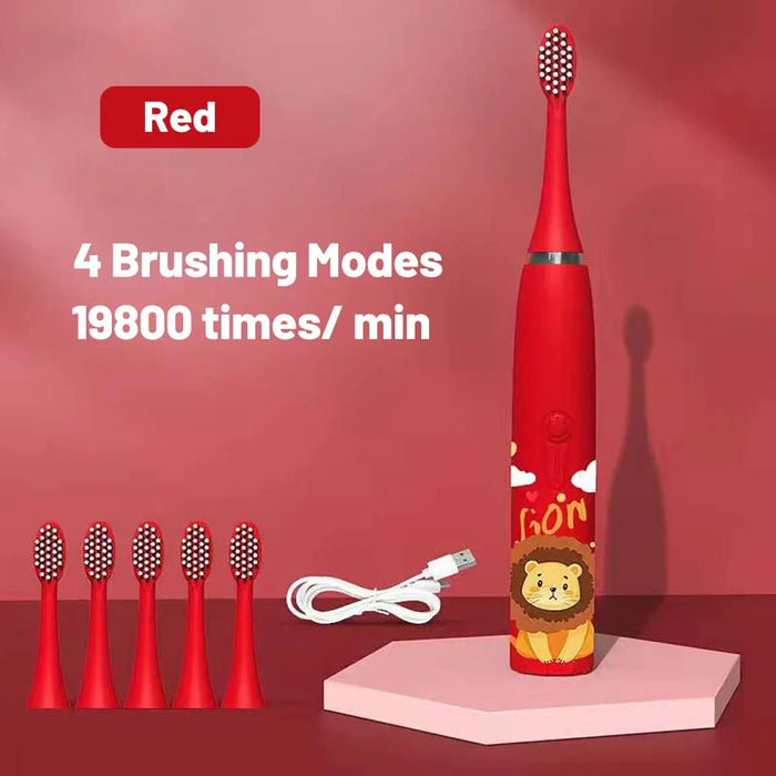 Kids Cartoon Electric Toothbrush with Replaceable Head