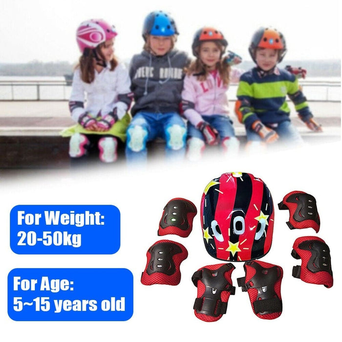 Kids Protective Gear Set Safety Helmet Wrist Elbow Knee