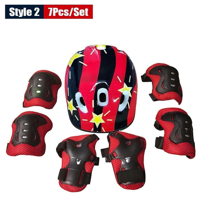 Kids Protective Gear Set Safety Helmet Wrist Elbow Knee