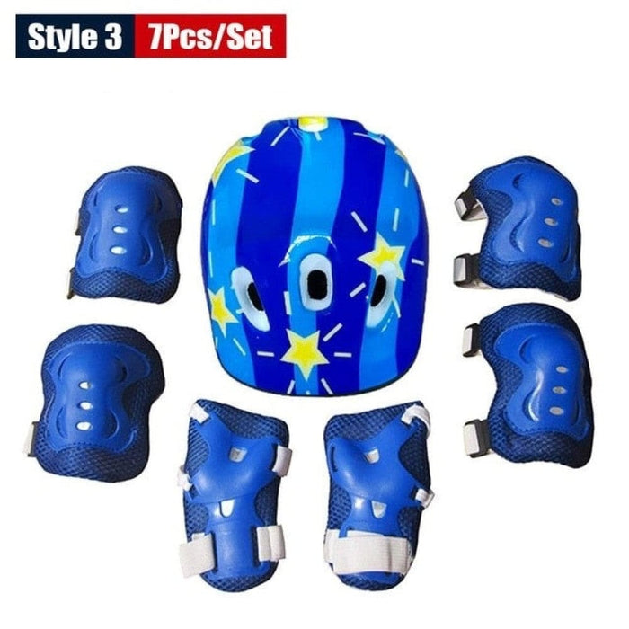 Kids Protective Gear Set Safety Helmet Wrist Elbow Knee