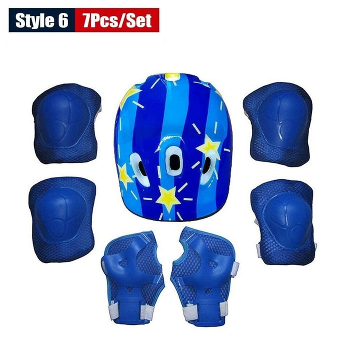 Kids Protective Gear Set Safety Helmet Wrist Elbow Knee