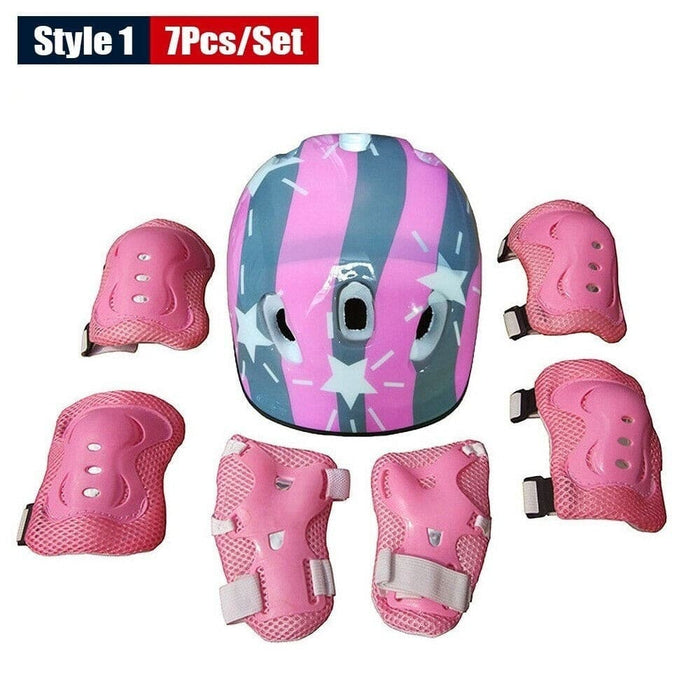 Kids Protective Gear Set Safety Helmet Wrist Elbow Knee