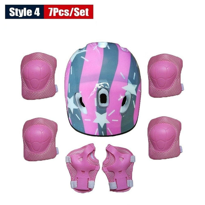 Kids Protective Gear Set Safety Helmet Wrist Elbow Knee